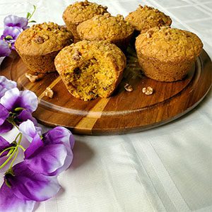 This is an image of the gluten-free healthy carrot cake muffins.