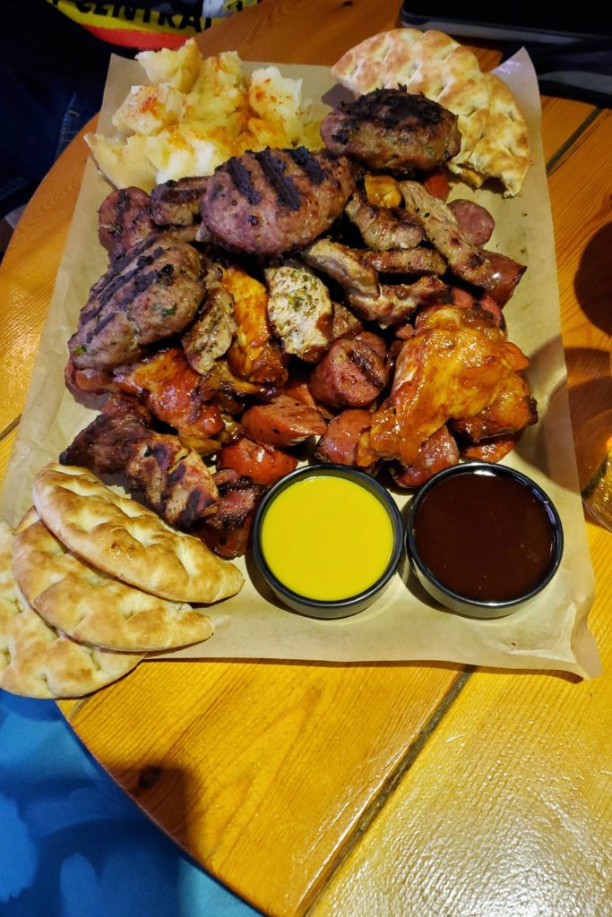 This is an image of a meat platter from Barley Cargo in Athens, Greece. 