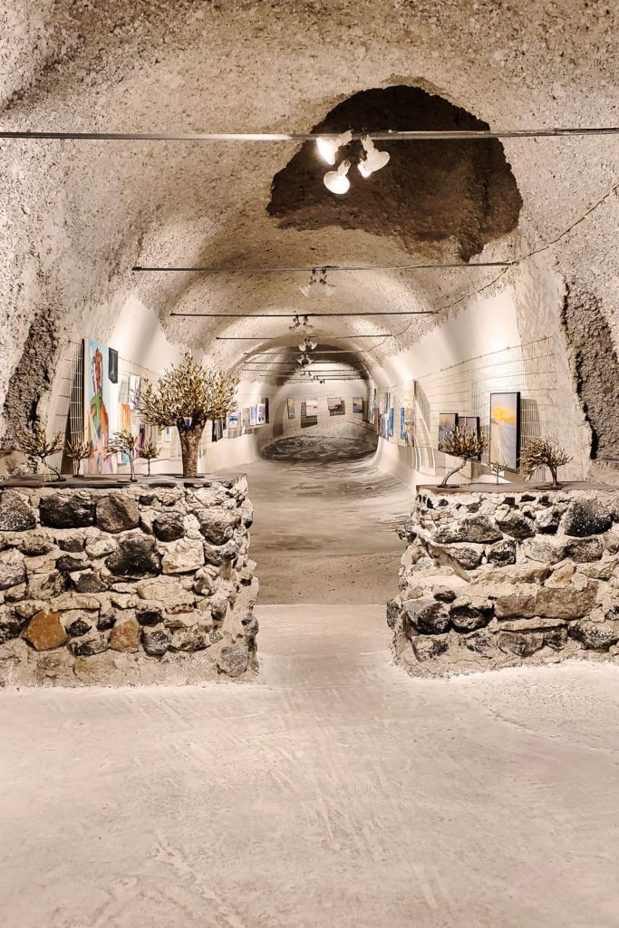 This is an image of the Art Space Winery Museum Art Gallery. Traveling and food in Greece.