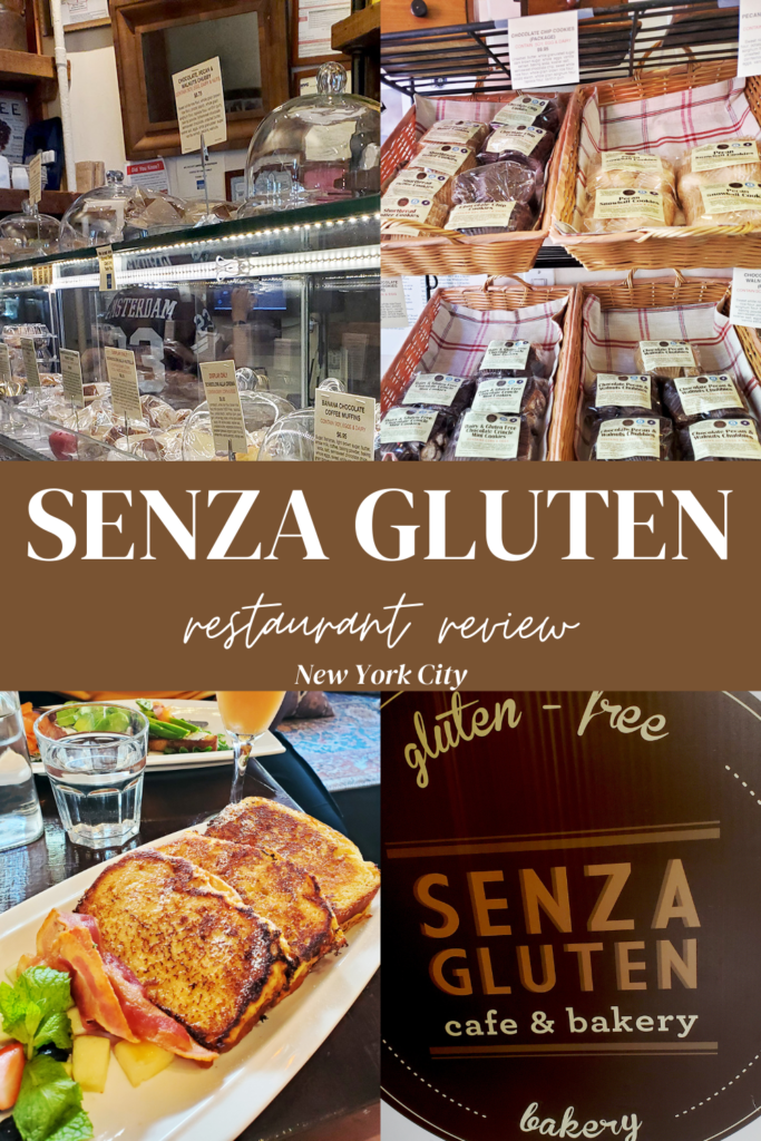 This is a Pinterest image of Senza Gluten by Jemiko. Click here for a review of this 100% gluten-free cafe and bakery.