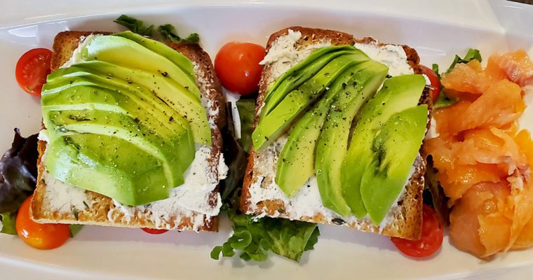 This is an image of the gluten-free Avocado Toast at Senza Gluten by Jemiko Café and Bakery in New York City.
