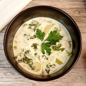 This is an image of the creamy chicken and mushroom soup.
