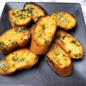 This is an image of the completed garlic confit toast.