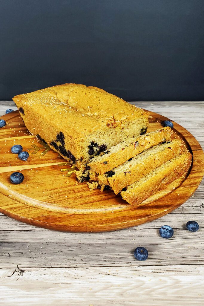This is an image of Sundays at T's gluten-free blueberry loaf.
