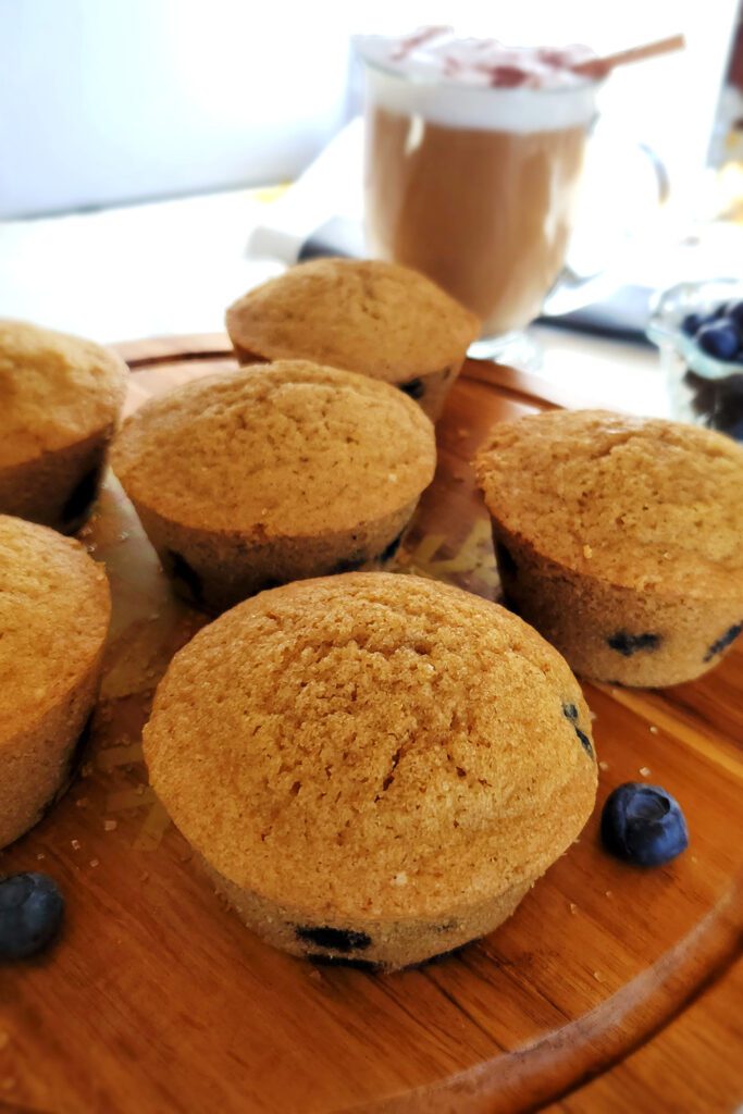 This is an image of Sundays at T's gluten-free blueberry muffins.