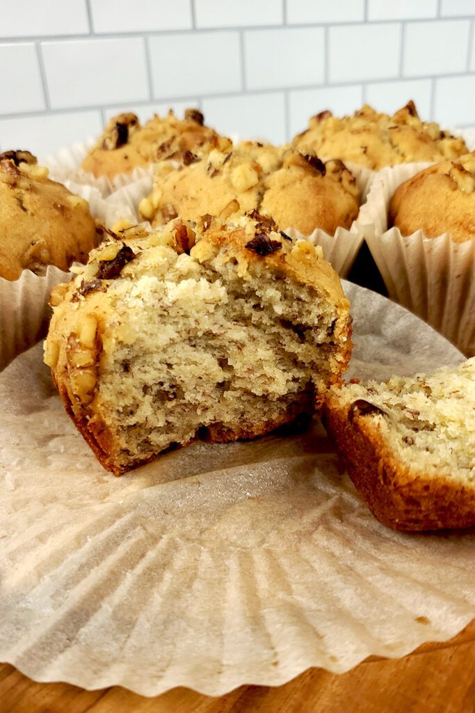 This is an image of Sundays at T's gluten-free banana walnut muffins.
