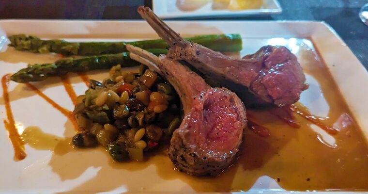 This is an image of the grilled lamb from Dante Tremont in Cleveland, Ohio.