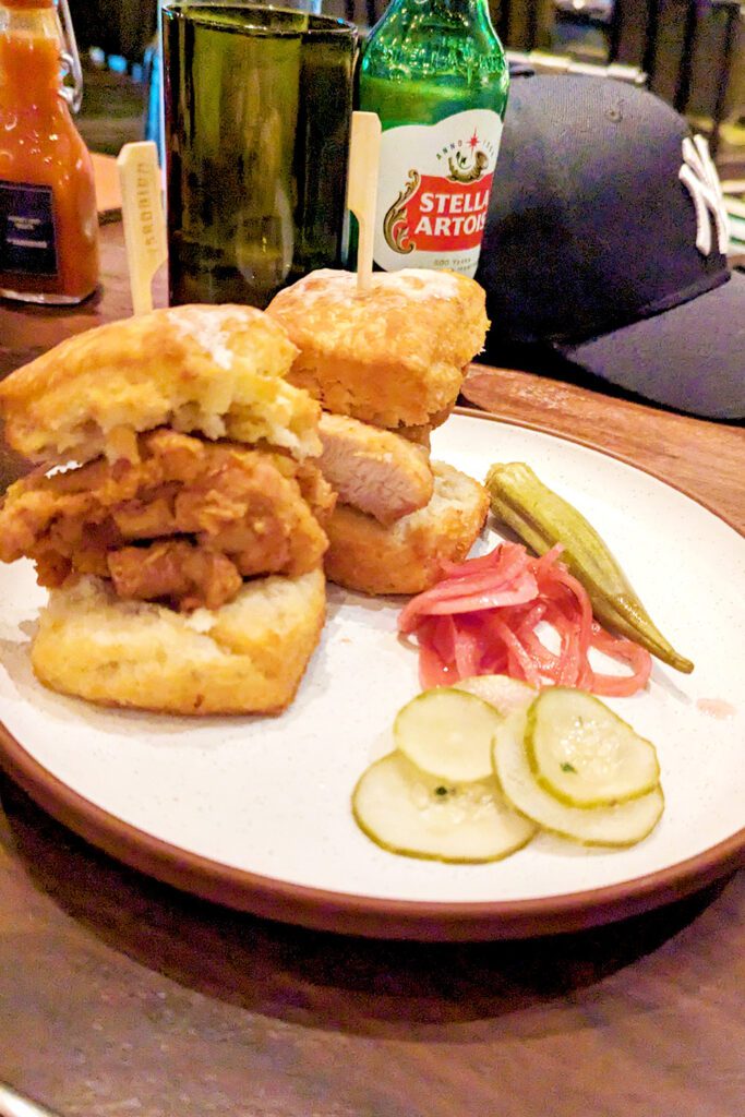 This is an image of the fried chicken and biscuits from Yardbird in Washington, DC.