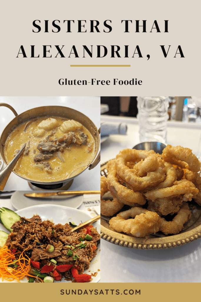 This is a Pinterest image for Sisters Thai Alexandria. Enjoy a gluten-free meal from a gem in Alexandria, VA.