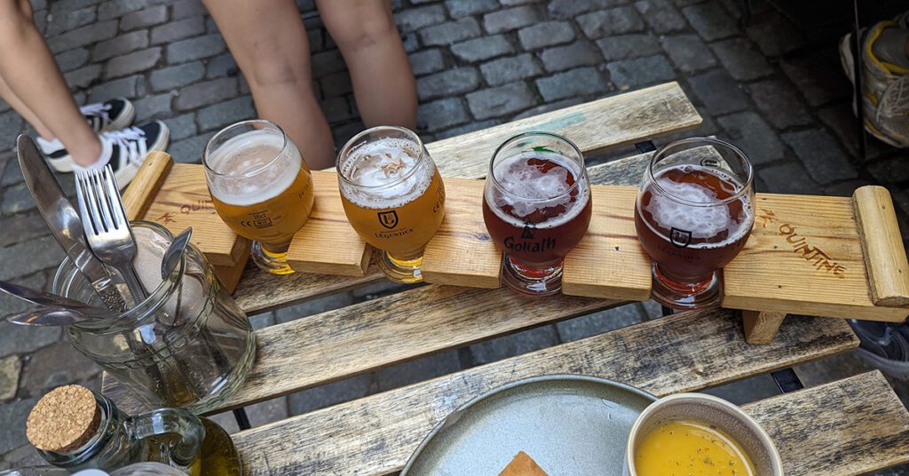This is an image a gluten-free beer flight from the Sister Cafe.