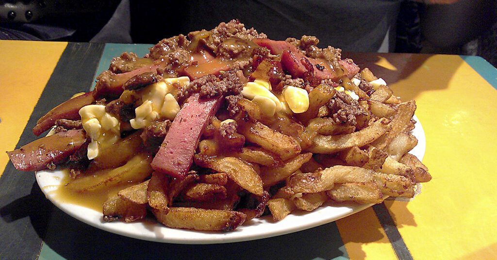 This is an image of poutine taken at one of many restaurants in Montreal, Quebec, Canada.