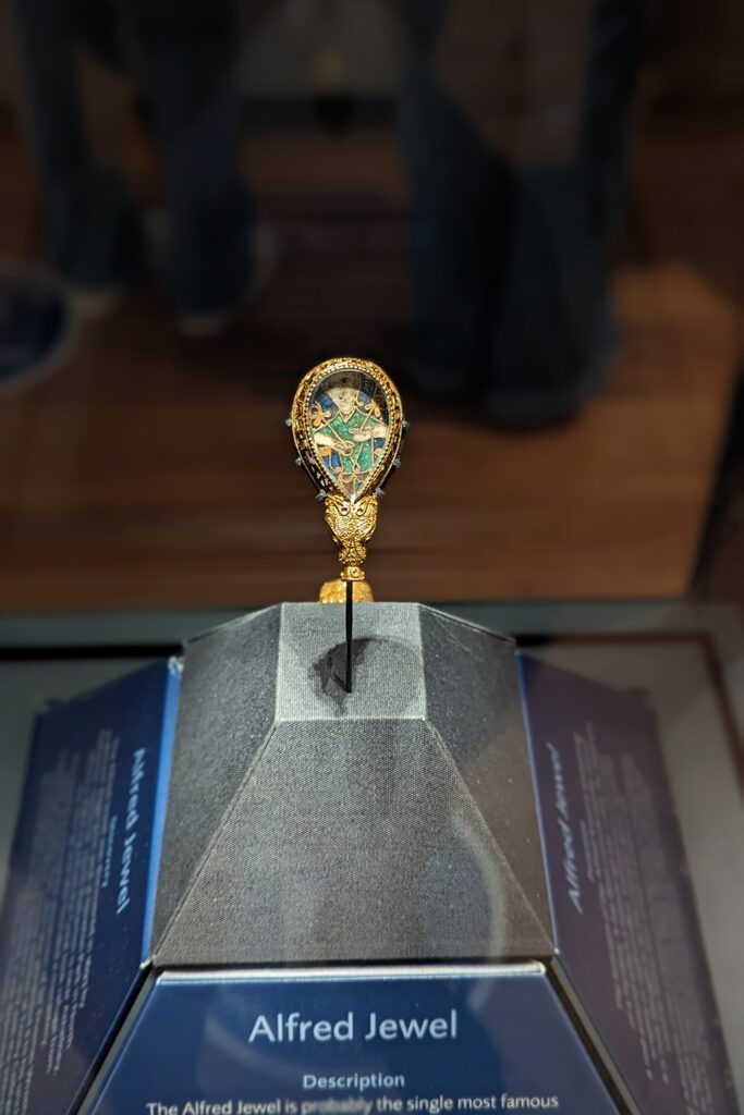 This is an image of the Alfred Jewel located at the Ashmolean Museum. This photo was taken by T during her study abroad program at the Oxford University.